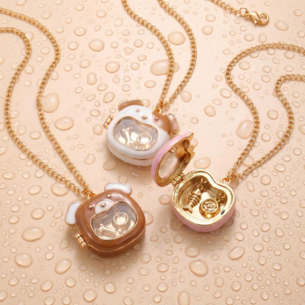 Animal Series Pattern Snap-on Necklace Dog Design DIY Jewelry DIY Glass Necklace Gift Giving