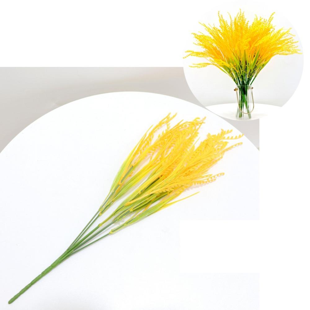 

7 Forks Artificial Wheat Ears Gold Rice Paddy Pastoral Style Rice Plant Bouquet Flower Decoration Simulated Crops