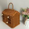 With Handle Rattan Picnic Basket House Shaped Clutter Organizer Desktop Organizer  Picnic Supplies