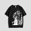 Casual Printed Crew-Neck T-Shirt, Dark Gothic Cross and Castle Print Short-Sleeve T-Shirt, Streetwear Brand Loose Oversized Unisex Top