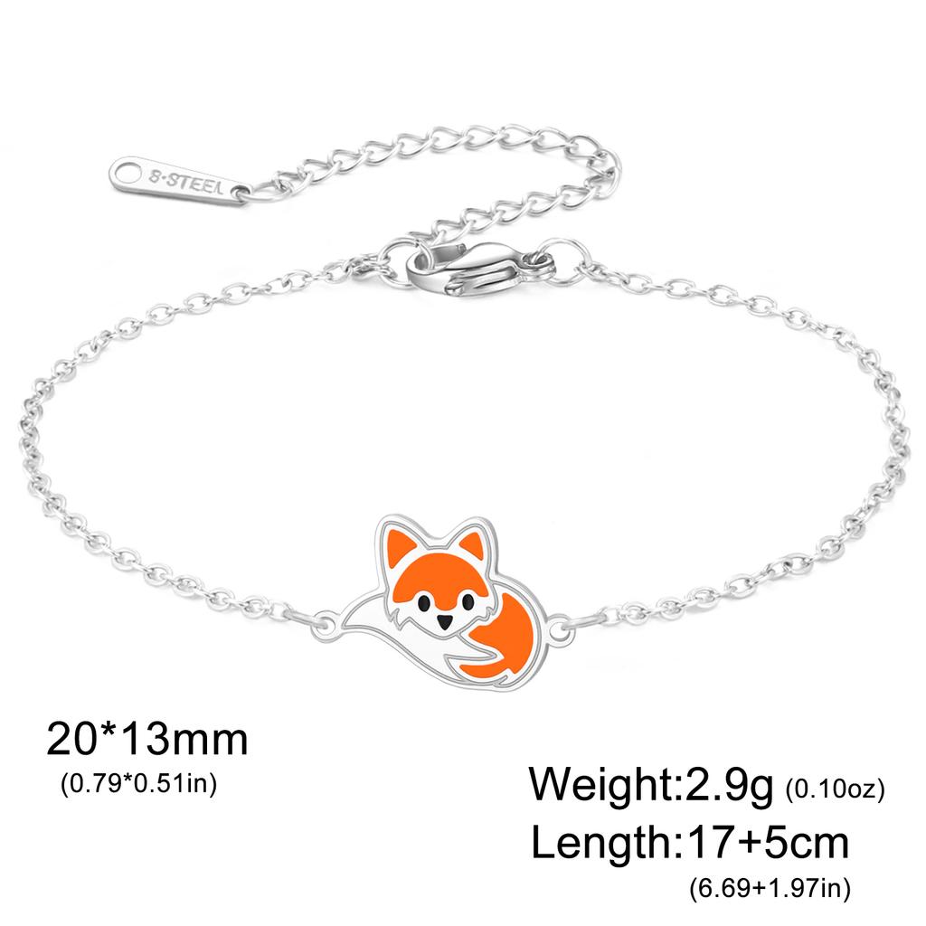 Edelstahl Fuchs Anhänger Armband für Damen Mädchen Verstellbares Seil Fuchs Armband Niedliches Tier Schmuck Geschenk