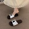 Retro braune Nischen-Abendsandalen Feenschuhe 2025 neue Sommer Flachboden-Urlaubs-Birkencool-Slipper