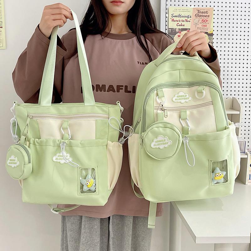 High-value Soft Girl Girl Backpack Small Ins Mini Small Bag Female College Student Spring Outing Two-piece Backpack