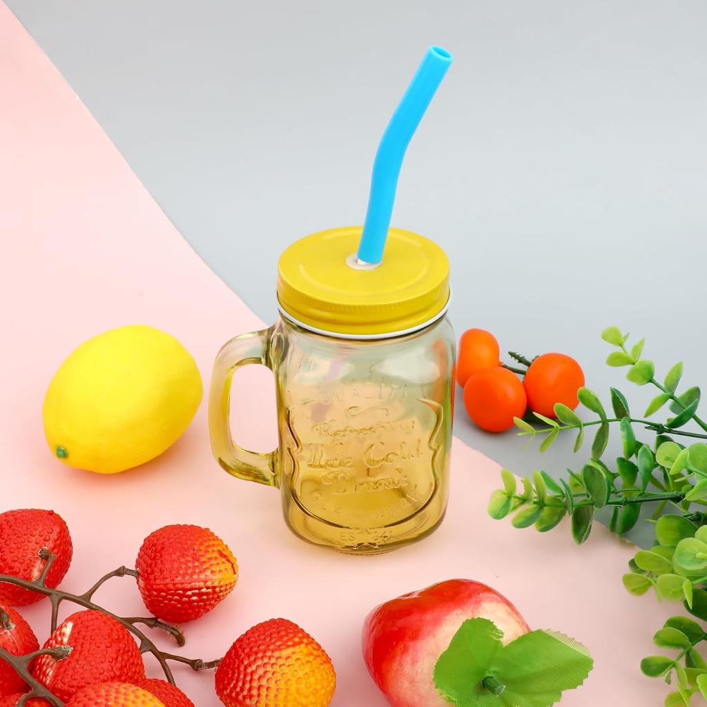 8PCS Silicone Straw Tips, 5/16 IN Wide(8mm Outer Diameter) Food Grade Rubber Straw Covers, Flex Elbow Silicone Straw Covers, Reble Tips for 1/3 Inch