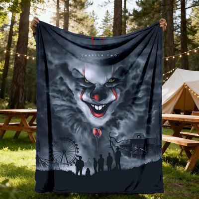 1PC IT Clown Horror Outdoor Blanket Lightweight Flannel, Soft & Warm, All-Season, Outdoor, Camping, Living Room, Office,  L1106029