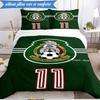 3PCS Mexico Football Team Emblem Printed Soft Bedding Set,Including 1pc Duvet Cover And 2pcs Pillowcases Perfect for Bedroom, Dormitory, Fan gift