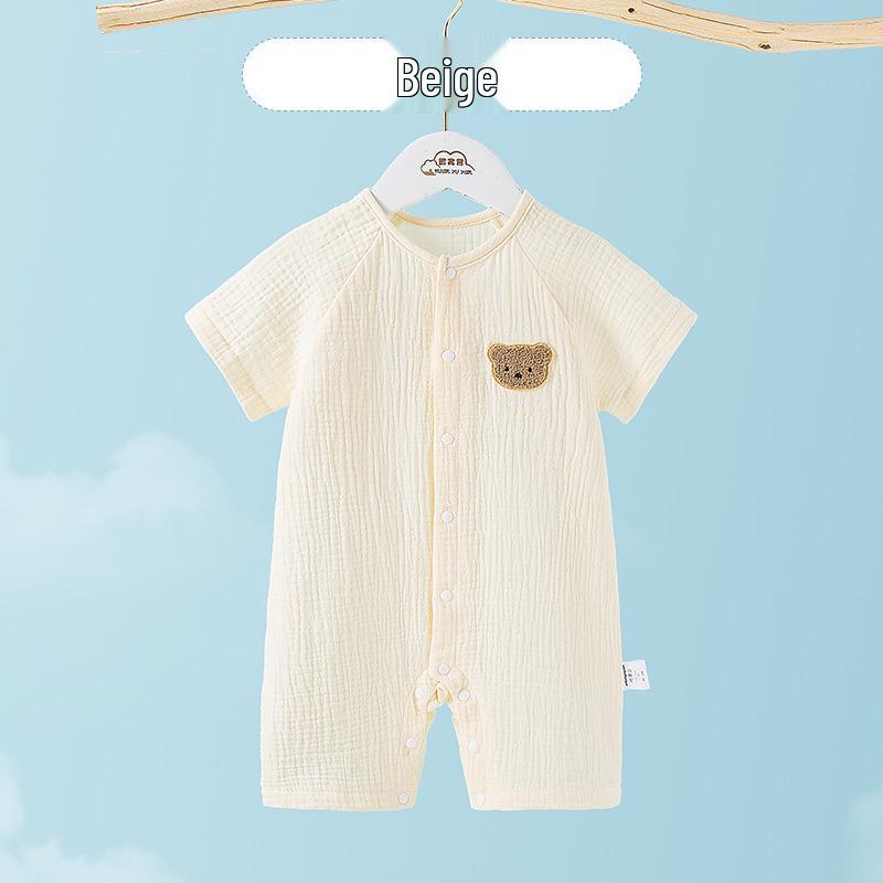 Infant Short Sleeve Summer Pajamas - Pure Cotton Gauze Baby Romper