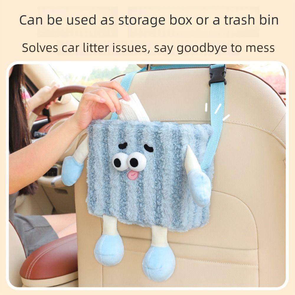 Hanging Car Trash Can Cartoon Car Mounted Tissue Box Auto Seat Back Storage Bag Car Supplies