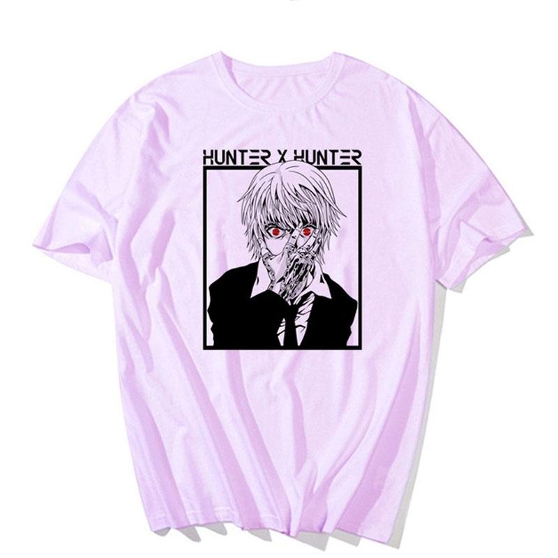 Mote Anime Figur Unik Hunter X Hunter Kurapika Herre T-skjorte Killua Zoldyck Print Harajuku T-skjorte Unisex kortermet Anime T-skjorte