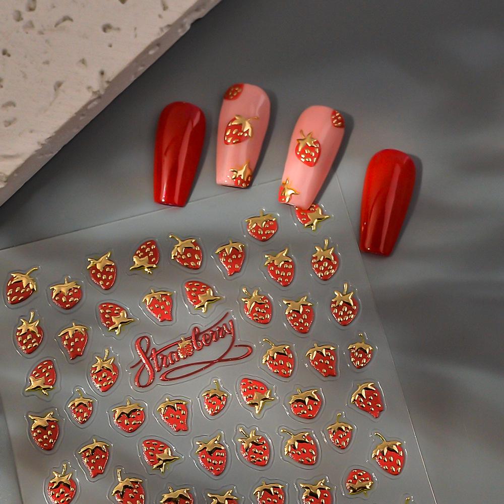 Strawberry Hot Stamping Embossed Nail & Decorative Stickers for DIY