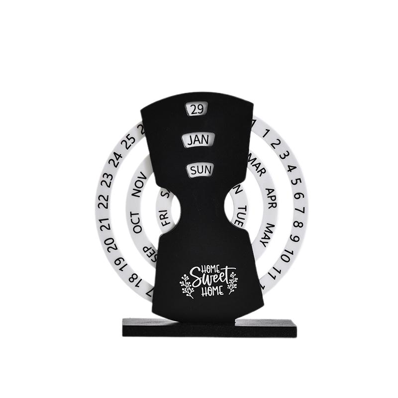 Perpetual Calendar, Wooden Disc Perpetual Desk Calendar, Wooden Disc Calendar, Manual Rotating Wooden Block Calendar For Home