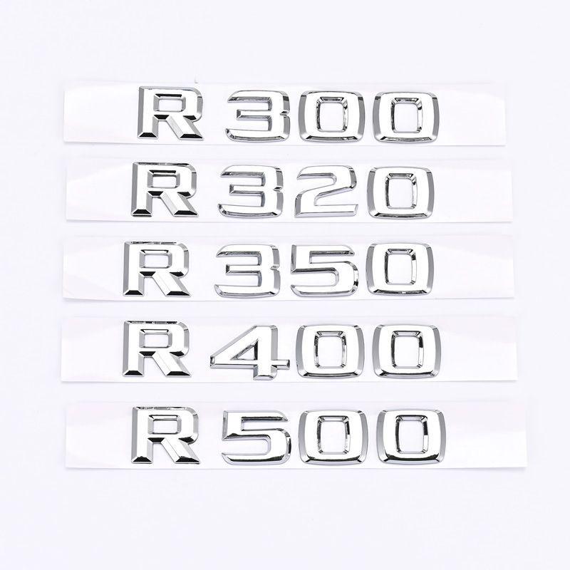 Suitable for Mercedes R300-R500: car stickers, emblems, word marks, modification, rear tail logos, and displacement marks.