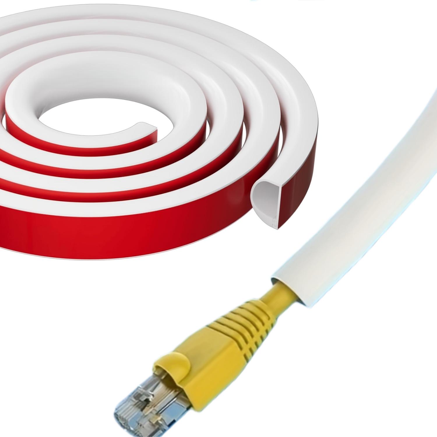 

1 Roll Ground Wire Duct,Concealed Flexible Cable Conduit,Trip Resistant Bare Wire,Decorative Wire Protection 2m білий
