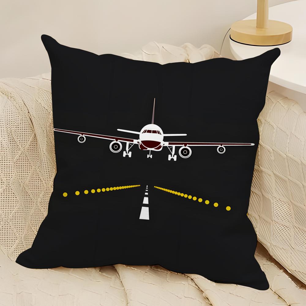 Black Pattern For Airplane Pilots Pillow Case Natural Linen Double-Sided Printing Sofa Home Decor Cushion Cover