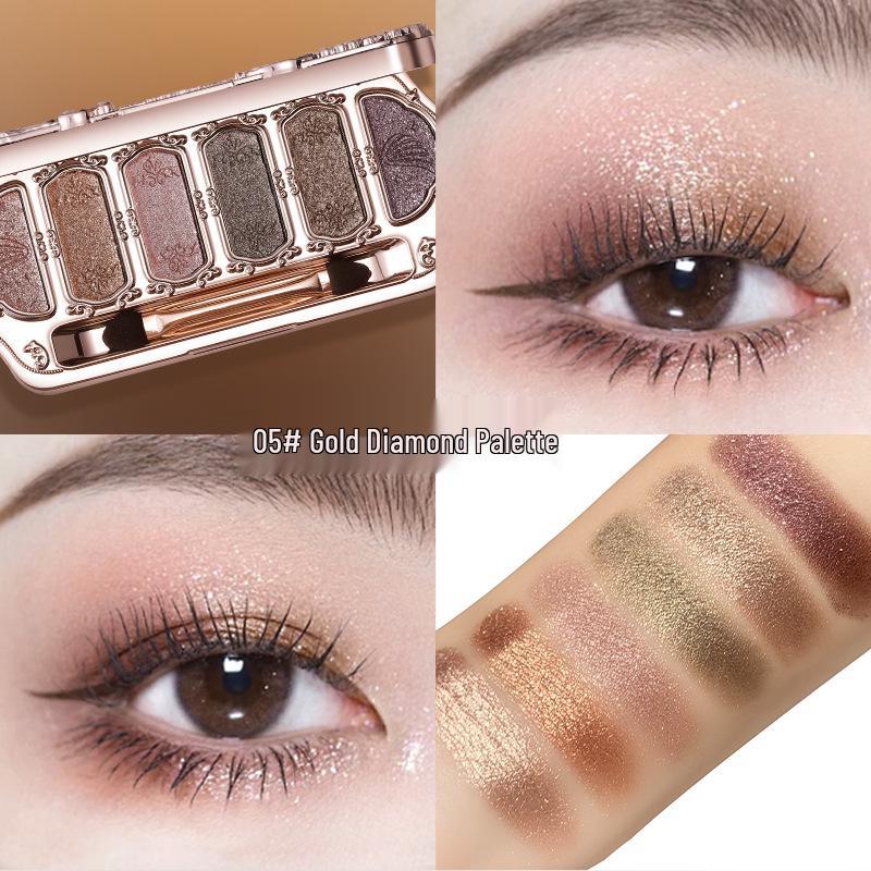 Winnie the Pooh 6-Color Shimmer & Matte Diamond Pearlescent Eyeshadow Palette with Contour Highlight