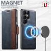 SUTENI Q-07 For Samsung Galaxy S23 Ultra Case Magnetic Color Splicing Cowhide Texture Leather Cover