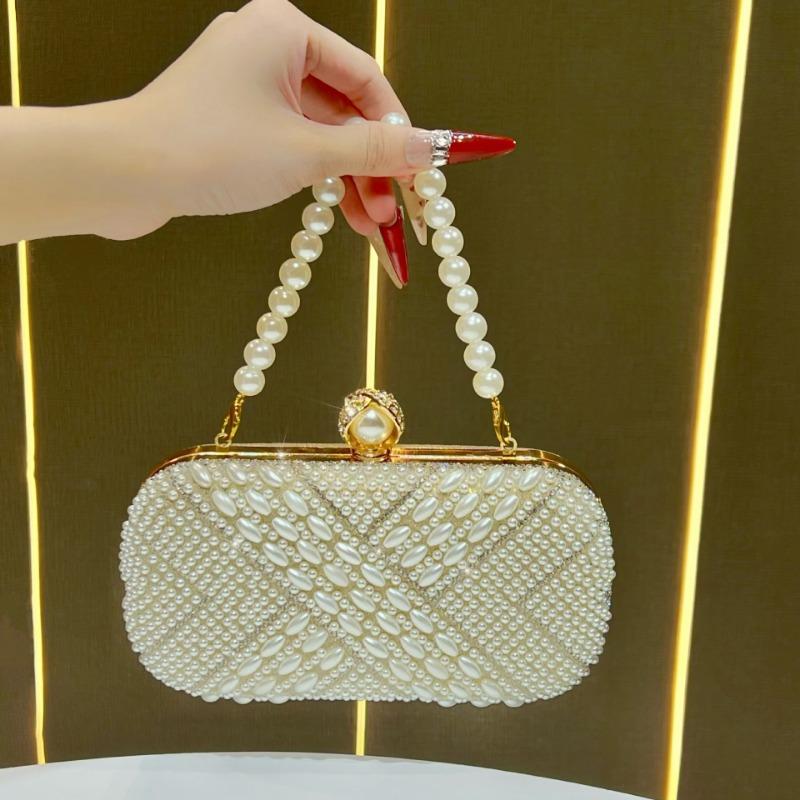Fashionable Pearl Evening Bag, Niche Dress Bag, Clutch Bag, Small Bag, Hand-held Crossbody Bag