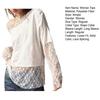 Women Tops Asymmetrical Neckline Lace Shoulder Design Casual Cuffs Dropped Tops Pure Color Lace Splicing Layering
