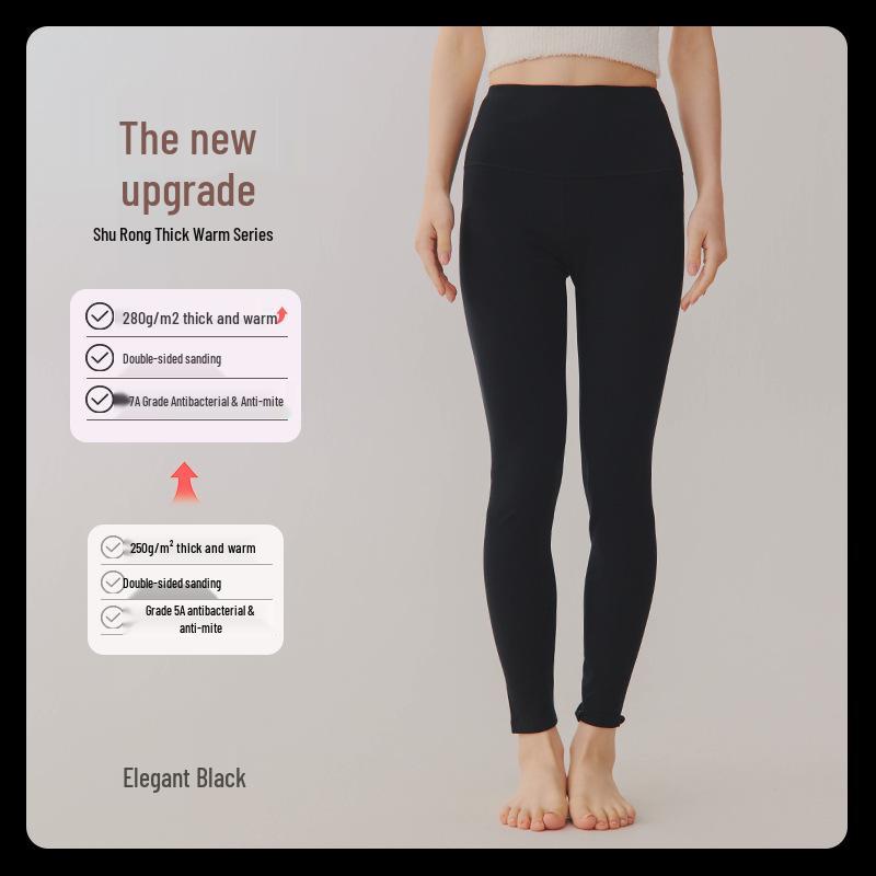 Pantaloni termici de bumbac cu talie înaltă pentru femei - Catifea confortabilă, Îngroșați, Croială elastică