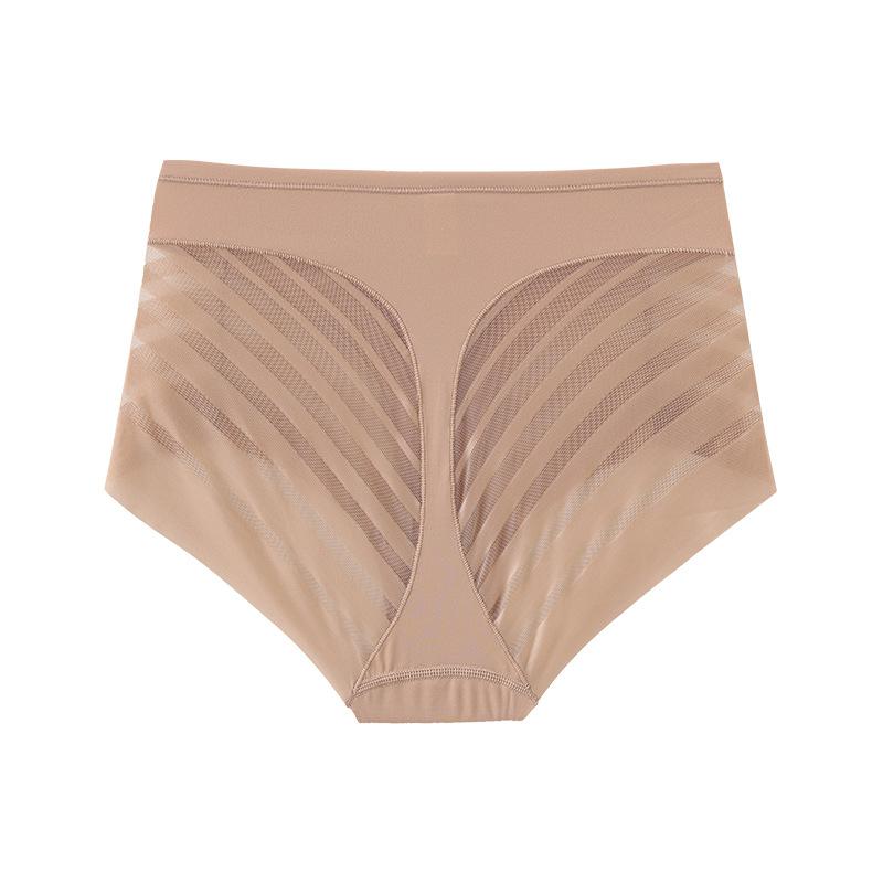 Women's Seamless Hollow Stripes Control Briefs High Waist Ice Silk Butt Lifter Panties Plus Size Shapewear