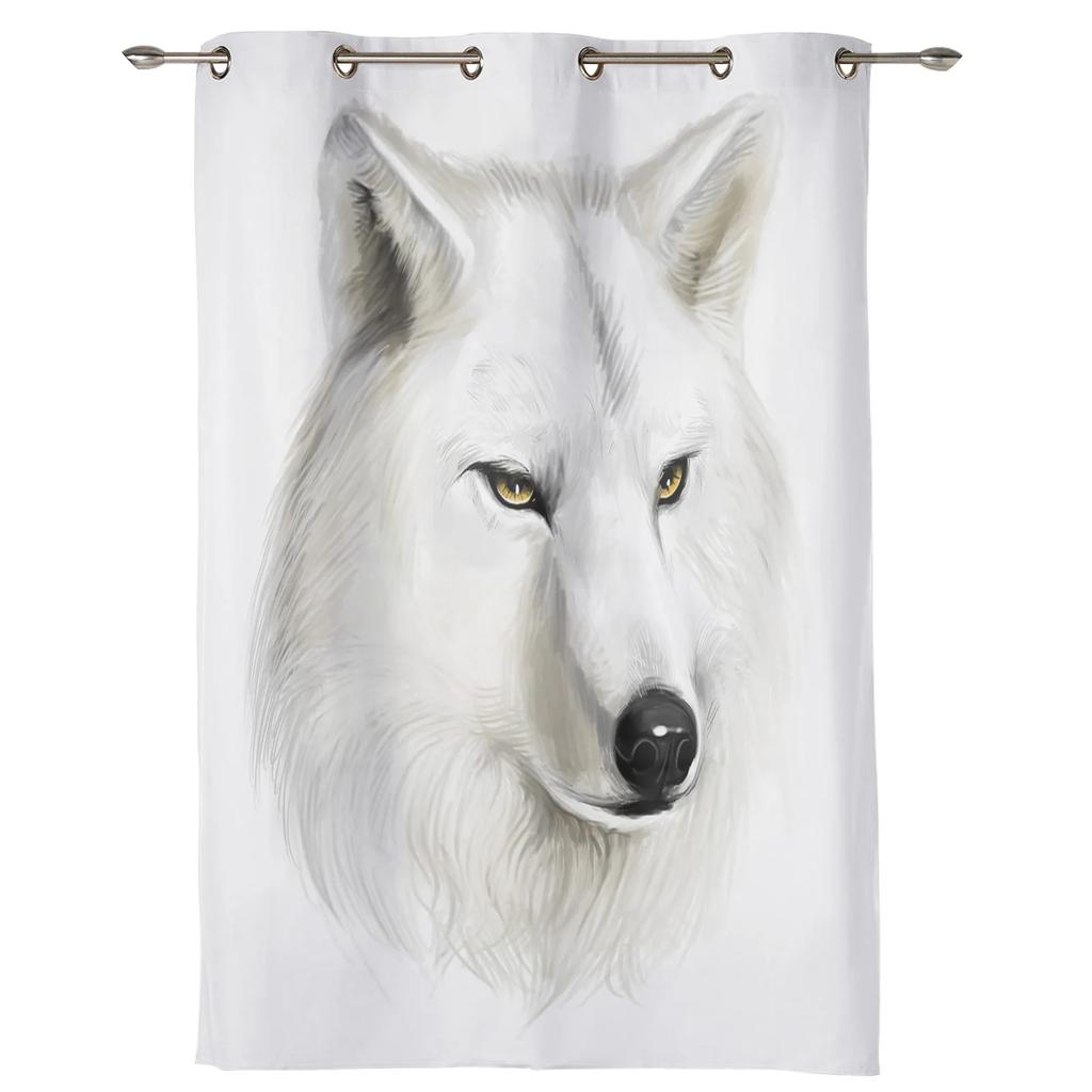 Tier Weißer Wolf Vorhänge für Schlafzimmer Wohnzimmer Vorhänge Küche Kinderzimmer Fenstervorhang Moderne Heimdekoration