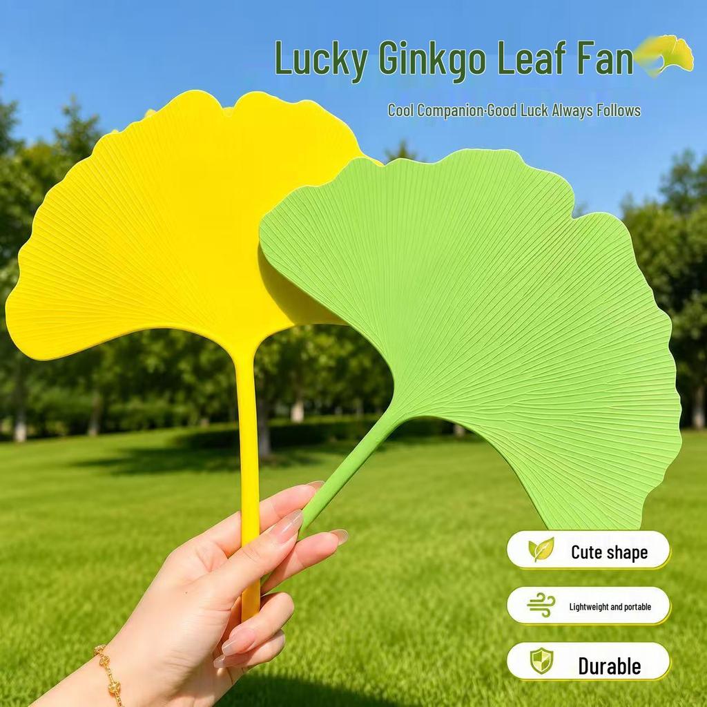 **Ginkgo Leaf Portable Hand-Crank Fan 2026: Stylish, Anti-Drop, Compact Cool Palm Leaf Design**