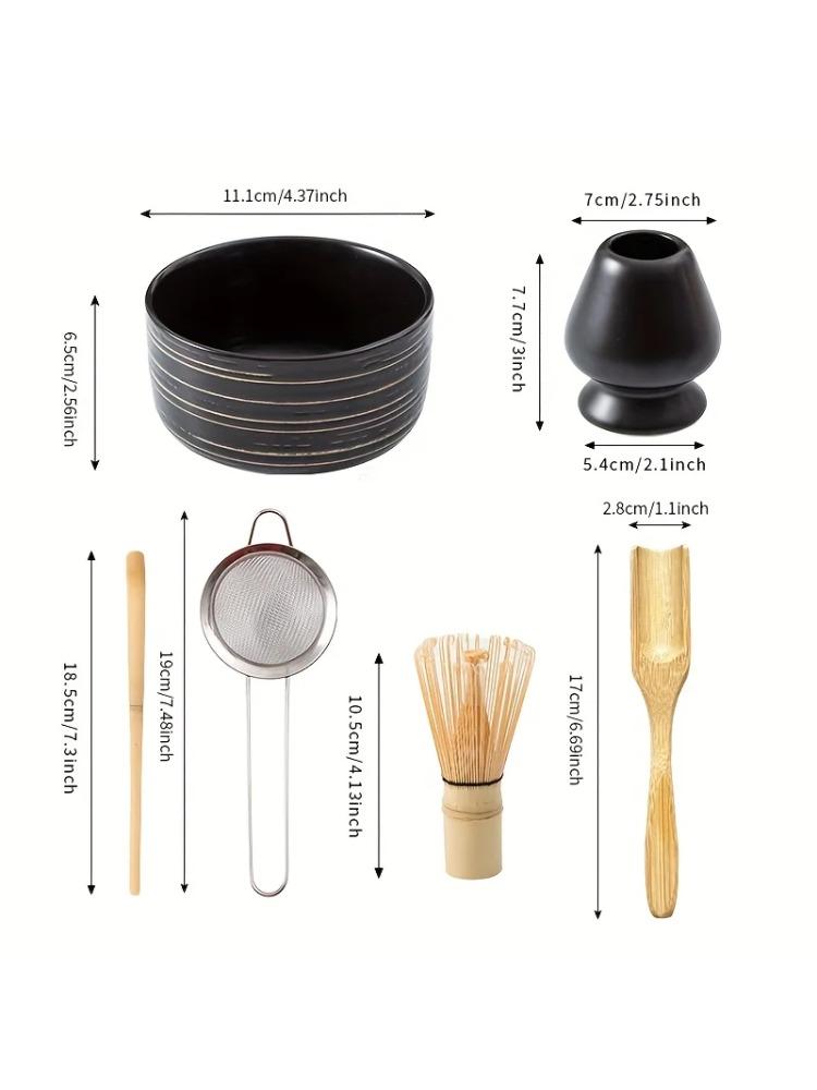 6pcs Japanese Matcha Whisk Set, 6pcs Matcha Tea Kit Included Matcha Whisk, Bowl, Sifter, Scoop, Whisk Stand, Teaspoon