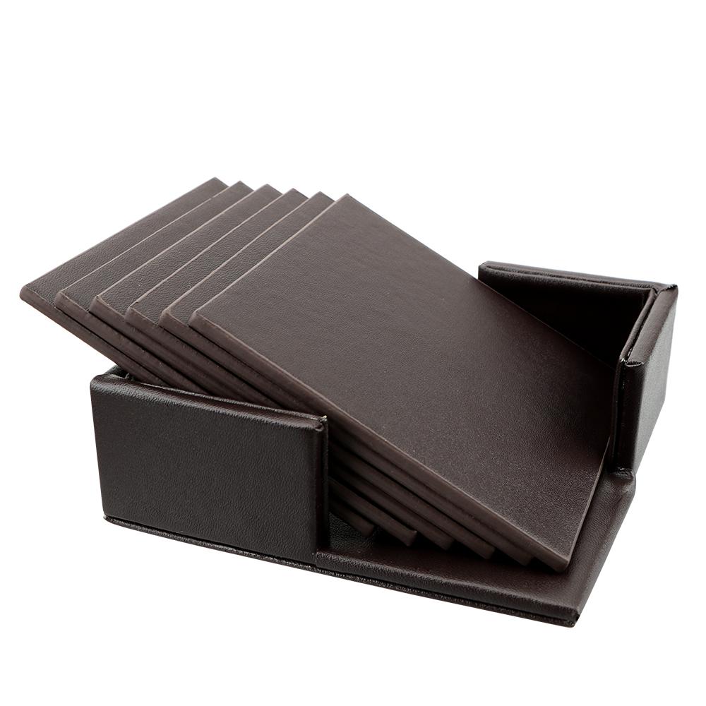 6PCS Creative Marble Coaster Drink Coffee Cup Mat Tea Pad Placemats Anti-Slip Heat Insulated Table Placemats PU Leather Kitchen Tableware