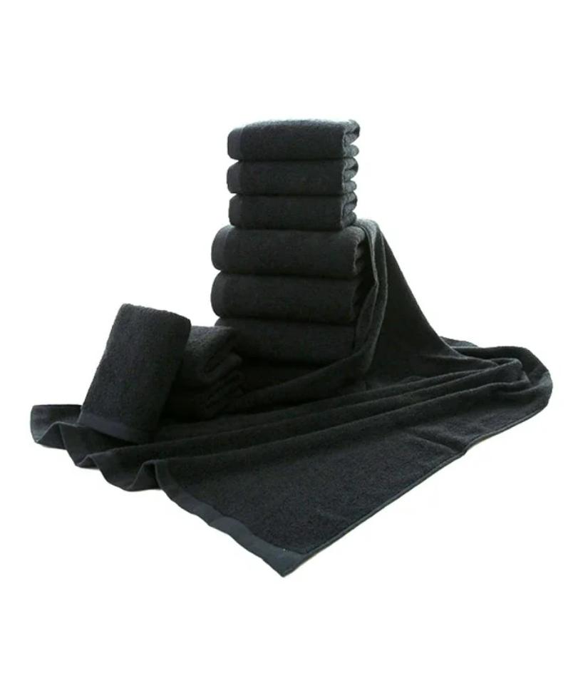 5 pieces 35x75cm 100% Cotton Black Face Towel Set No Fading Hand Towels for Men Hotel Corporate Gift Soft and Highly Absorbent