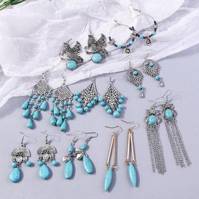 Bohemian Earrings Evropská americká tyrkysová Vintage náušnice sada Bohemian Earrings