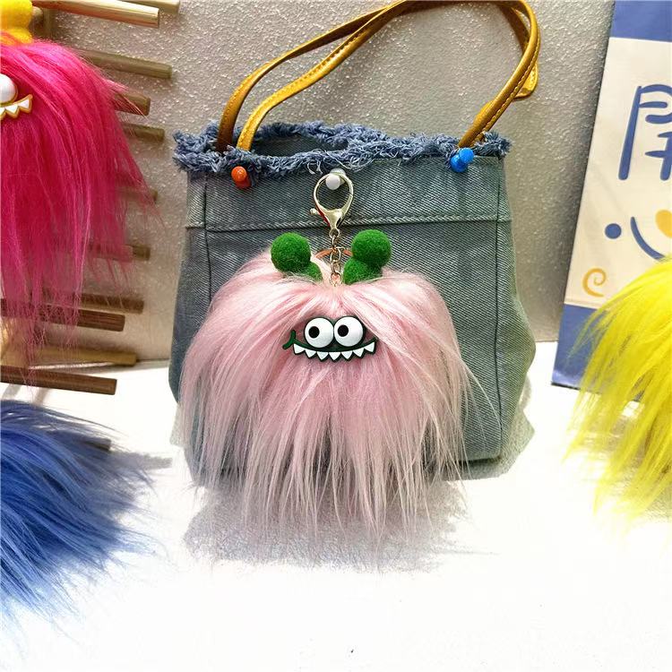 1PC Funny Sausage Mouth keyring, Cute backpack Bag Pendant Cartoon Fried Doll Keychain Sausage Mouth Plush Toy