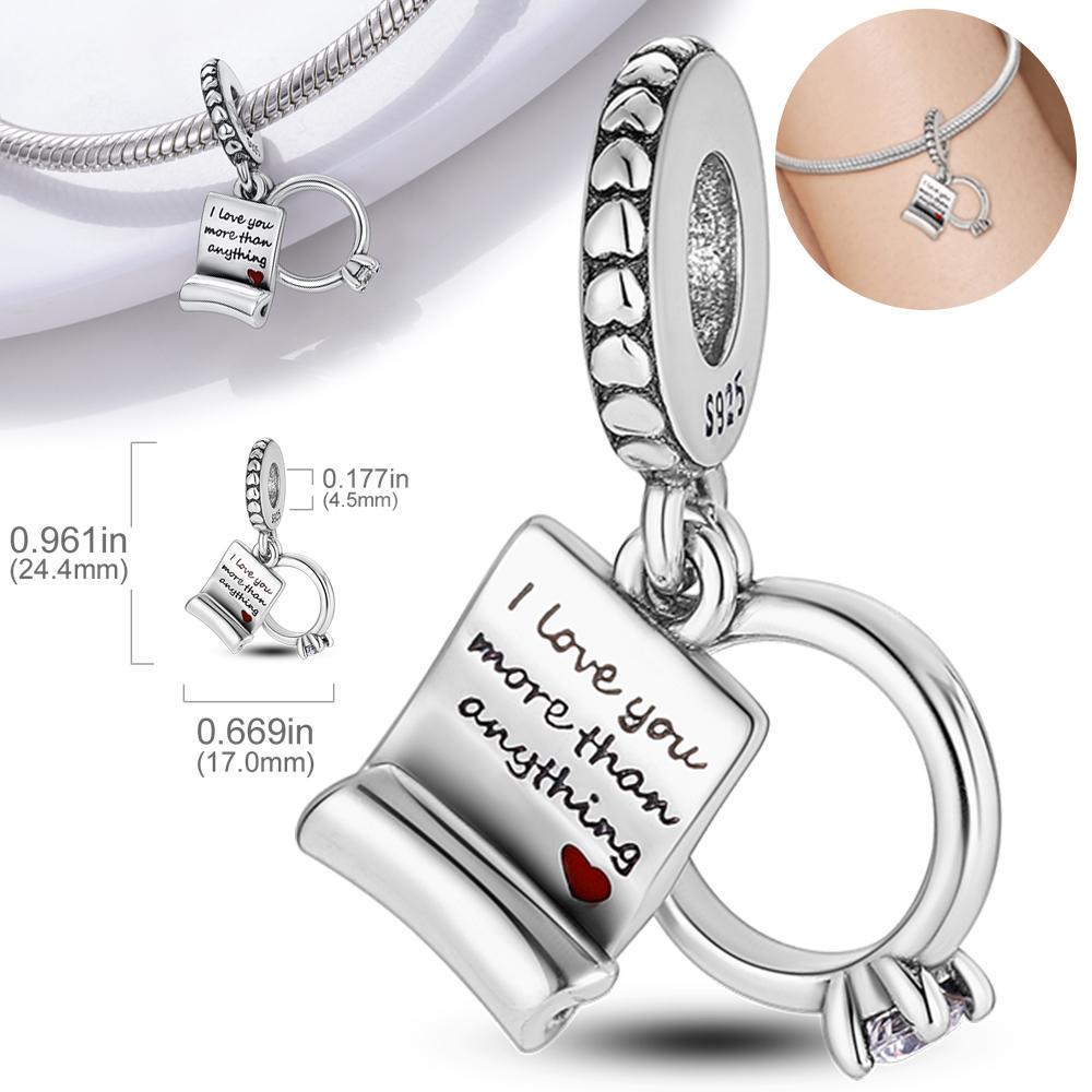 

Charms Copper Marriage Commitment Letter Ring Pendants Fit Charms Plata Original Bracelet Beads Women Jewellery Making