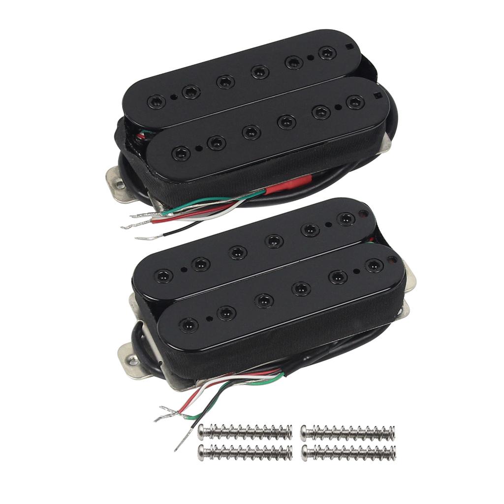 FLEOR 2pcs Alnico 5 Humbucker Pickup Double Coil Electric Guitar Neck Bridge Pickup Set- Adjustable Pole Pieces