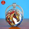 Vintage Horse Head Pattern Circular Pendant Keychain Backpack Hangings Decoration Gifts