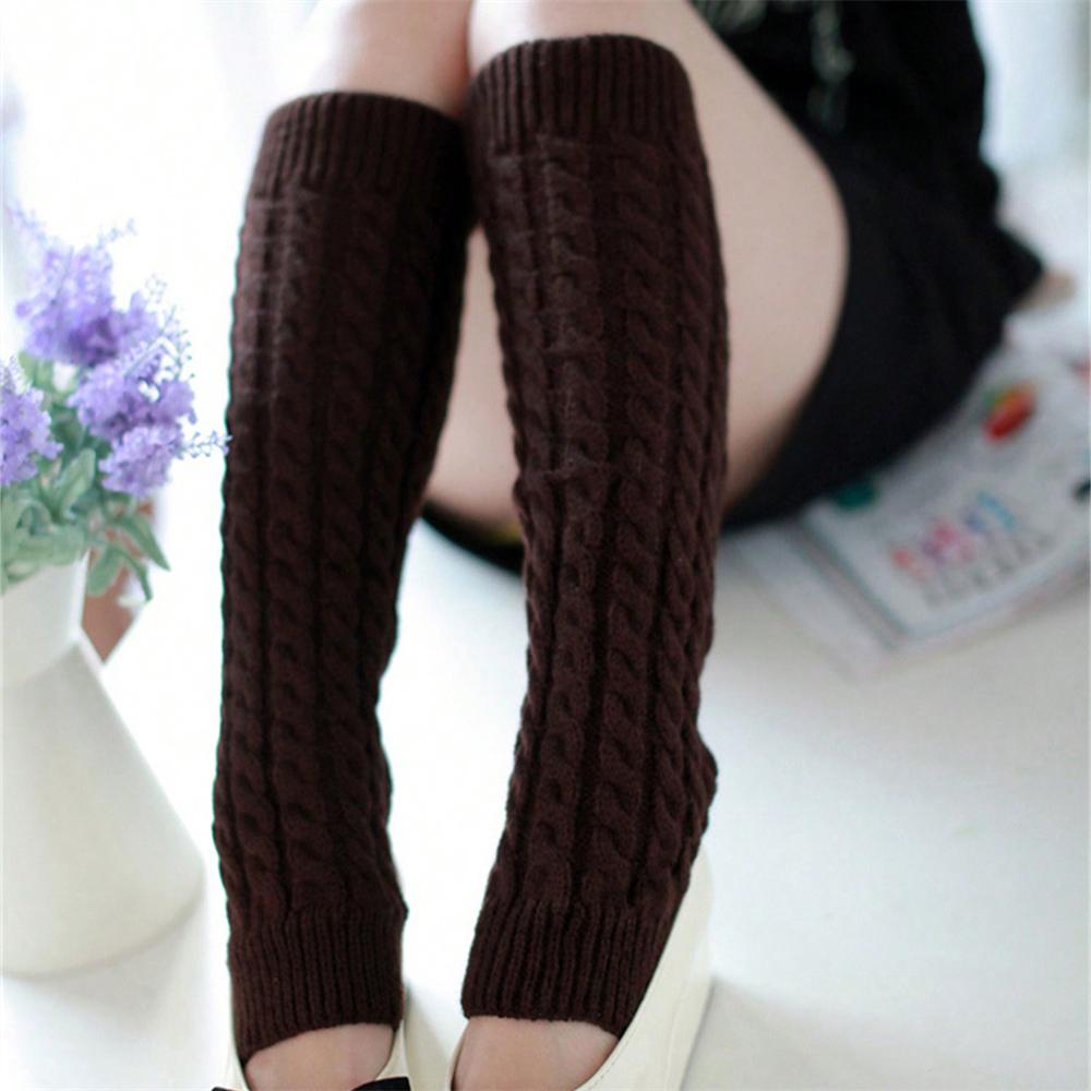 1PC Gaiters Boot Cuffs Woman Thigh High Warm Knit Knitted Knee Socks Black Leg Warmers for Women