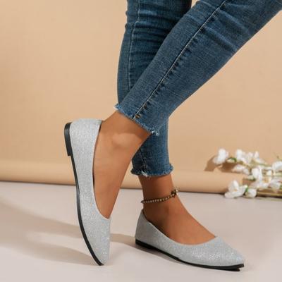 2025 nuove scarpe singole basse con paillettes moda scarpe da donna scarpe Doudou commercio estero taglia grande fondo piatto a punta scarpe singole