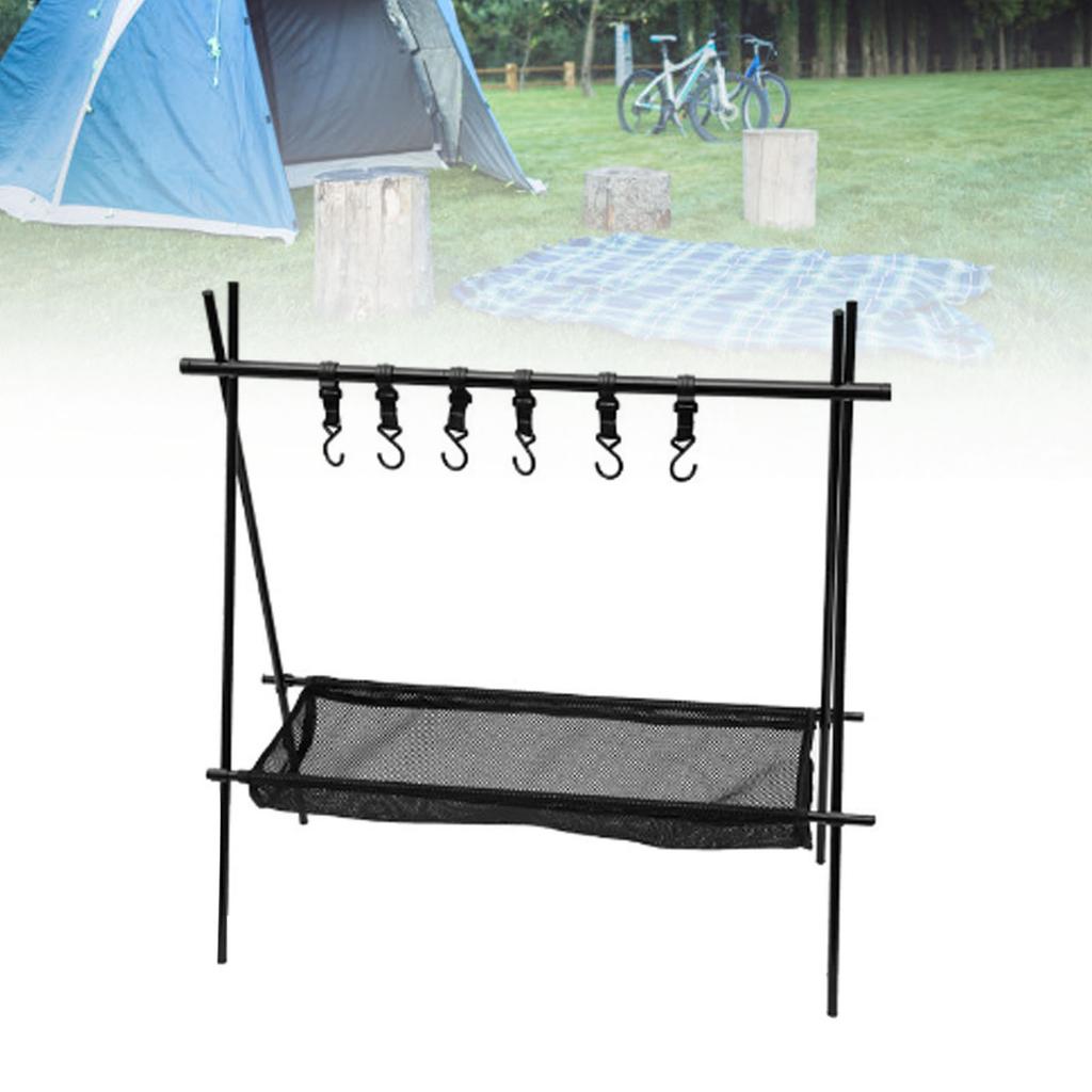 Camping Kochgeschirr Hängegestell mit Netz und Haken Zusammenklappbar Platzsparend Camping Werkzeuge Hängeorganizer für Outdoor