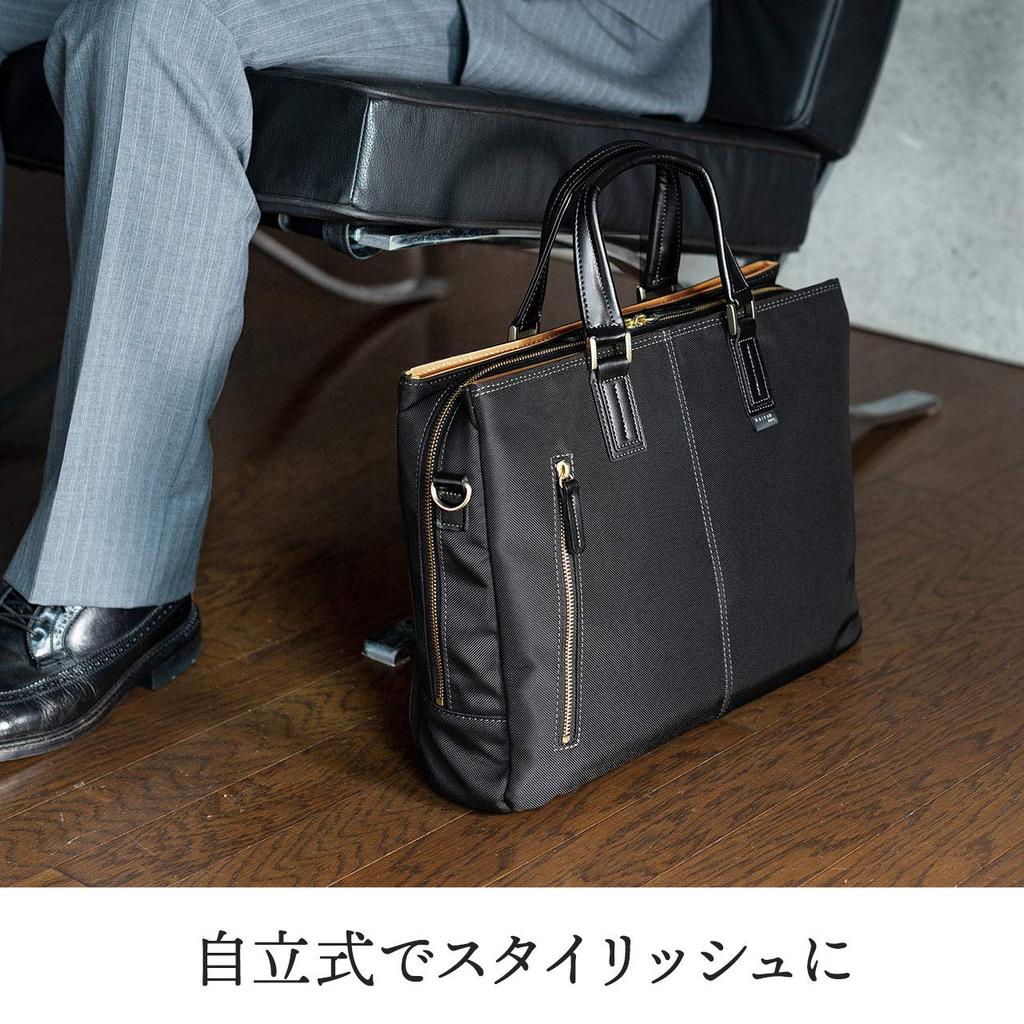 Sanwa Direct Aktentasche, Hergestellt in Japan, Toyooka-genäht, Toray Ultra-Starkes Nylon, Passt für 13,3-Zoll Widescreen-PC, Marineblau, 200-BAG157NV