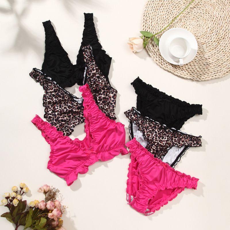 

Cross-Border Leopard Print Underwear Set Women New Summer Versatile Underwear Comfortable Vest Fashion Sexy Women Underwear Black XL