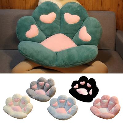 Cat Paw Seat Cushion for Gaming Office Car Chairs Soft Fluffy Pillow with Imitation Rabbit Plush Fabric Anti-Slip Car Seat Comfort Pad Pet Bed Cushion
