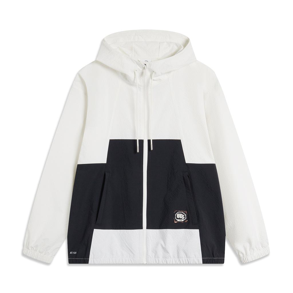 Li Ning Basketball Series Hooded Windbreaker Loose Sports Sun Protection Jacket Men Jackets Off-White Black AFDU211-3
