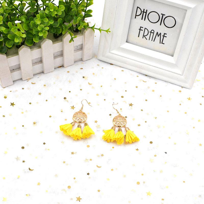 Japanese-Korean Retro Raffia Tassel Earrings: Fashionable, Versatile, Trendy & Simple