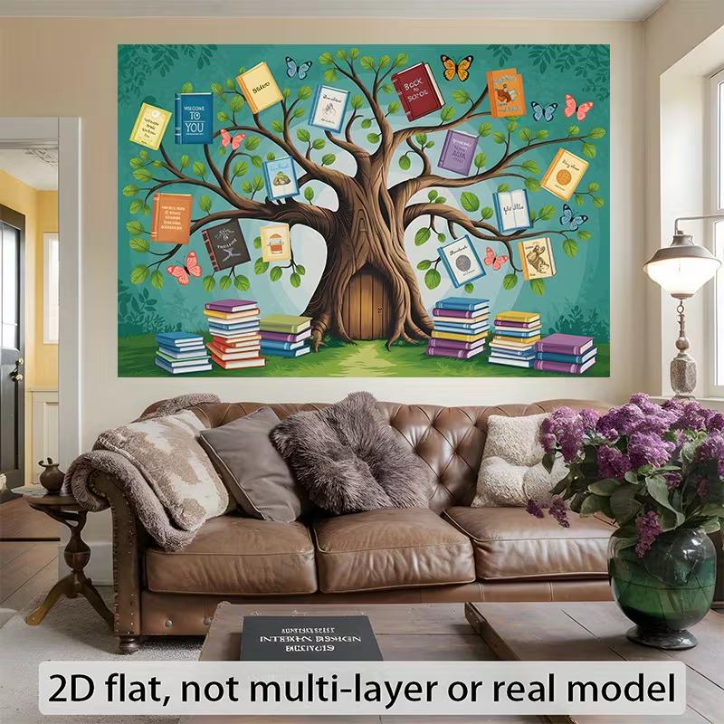 Book Tree Photo Booth Backdrop, School Reading Week & Library Party Decor