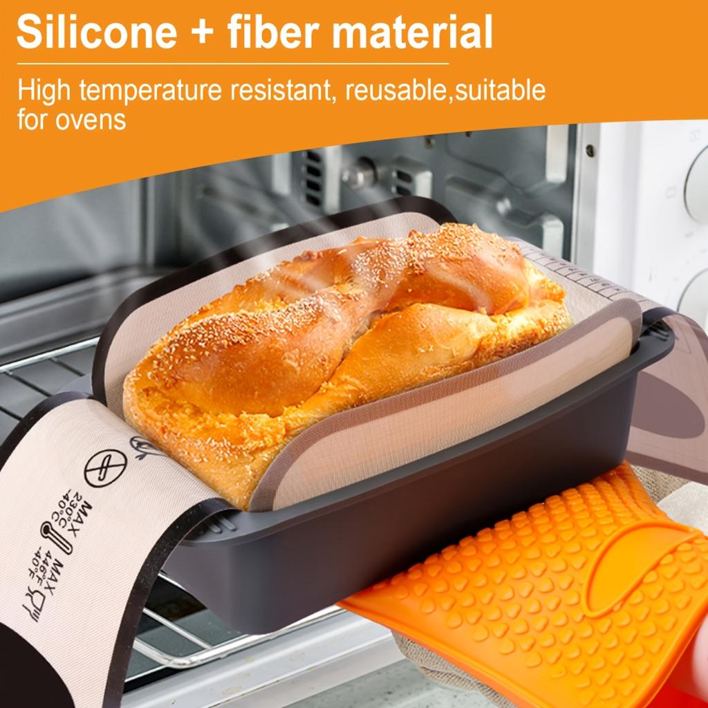 Tappetino per pane in silicone D2, fodera per teglia, riutilizzabile, resistente al calore, con manico lungo, antiaderente, facile da pulire.