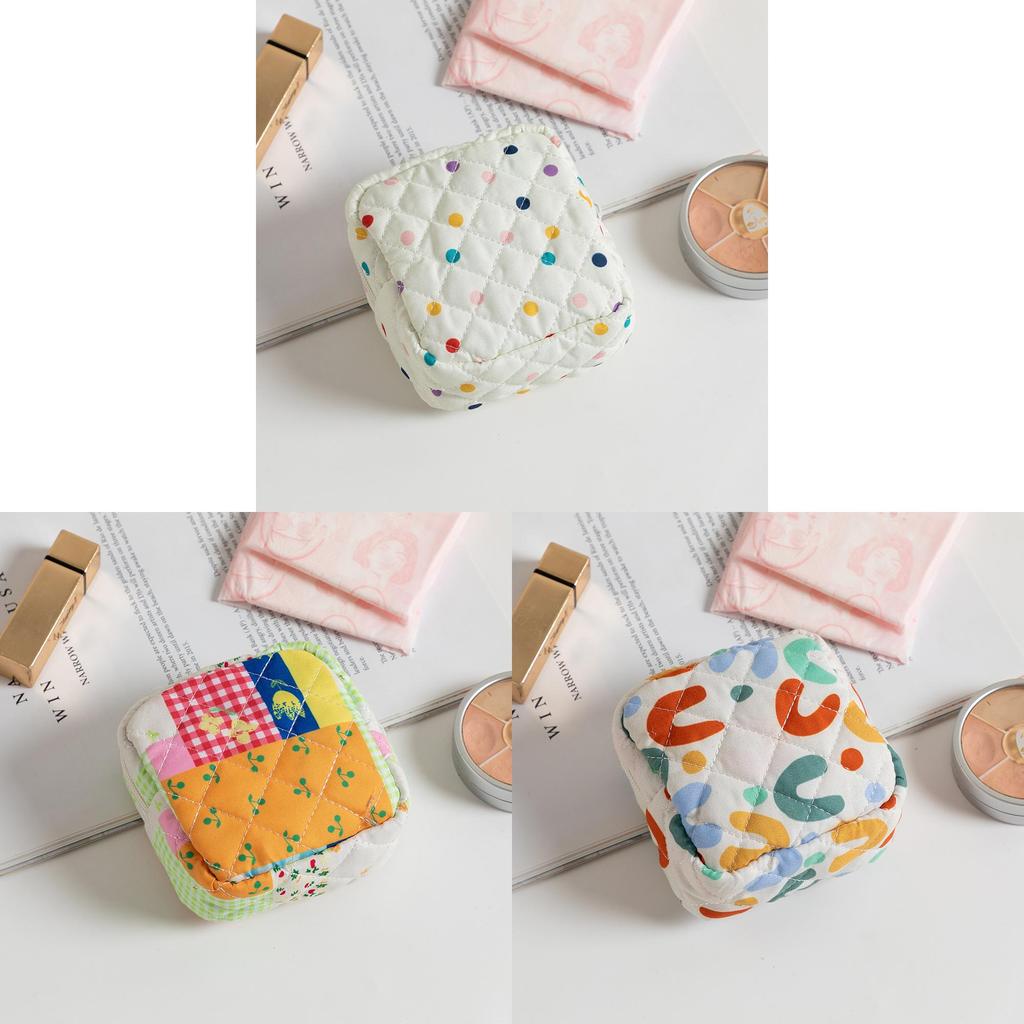 Floral Polyester Breathable Sanitary Pad Storage Bag For Girls Travel And Daily Use