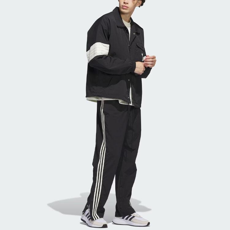 Adidas Originals Color-Block Single-Breasted Sports Long Sleeve Jacket Unisex Outerwear Black IM9646