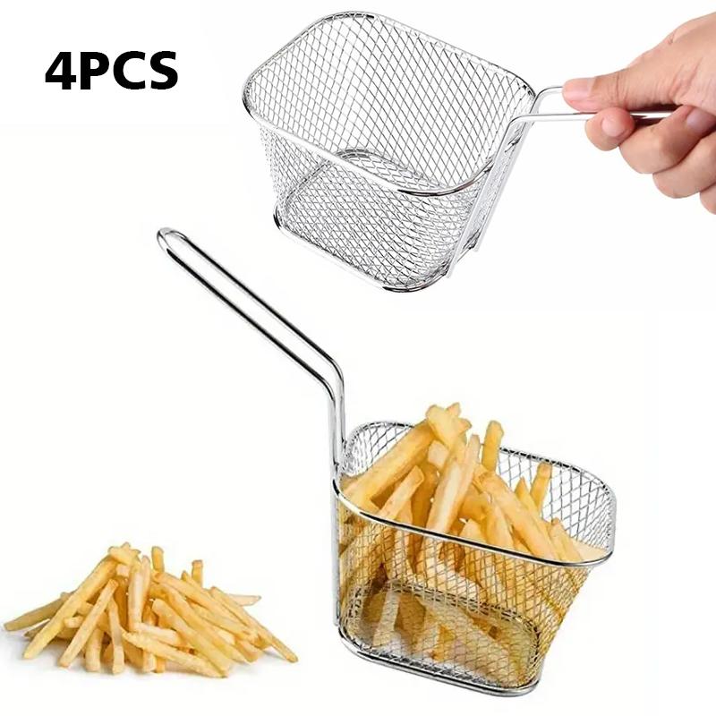 4 stk Matkurv Matlaging Pommes Frites Kurv Mini Frityrkurver Matlaging Pommes Frites Kurv