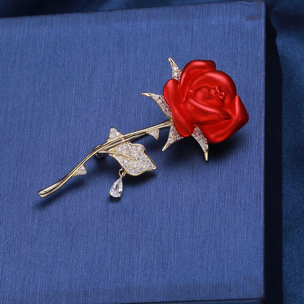 Clothing Accessories Korean Lapel Pin Crystal Badge Rose Pearl Brooch Suit Coat Collar Pin