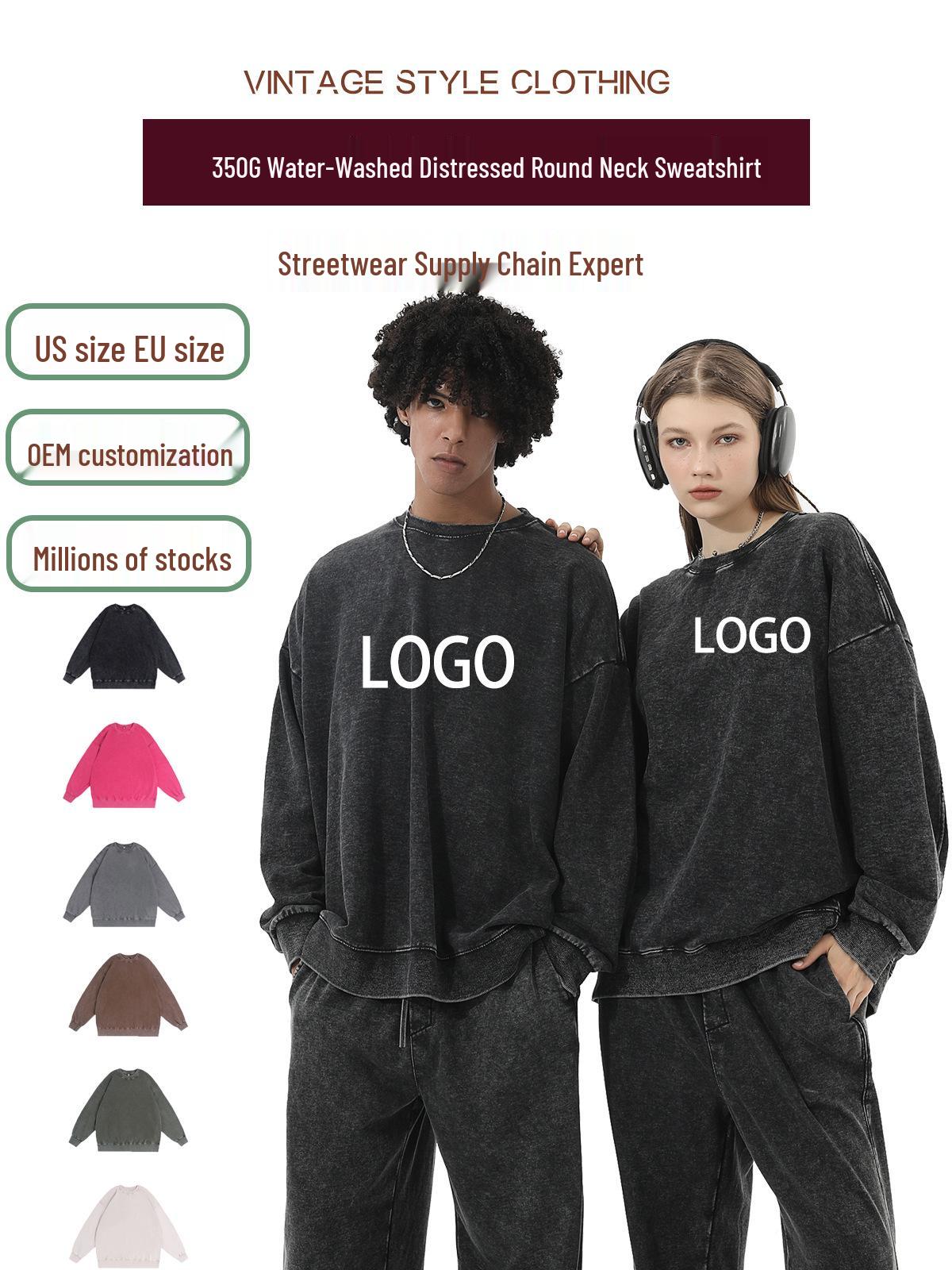 Men s Washable Retro Round Neck Hoodie - Long Sleeve Autumn Trend M