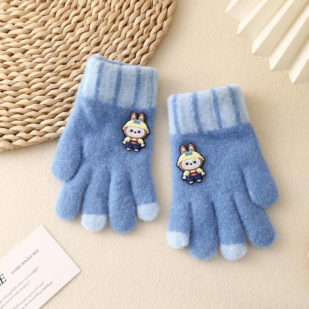 Luvas de Inverno Infantis Fofas de Urso Estilo Coreano - Quentes, À Prova de Frio, Design de Cinco Dedos para Meninos e Meninas